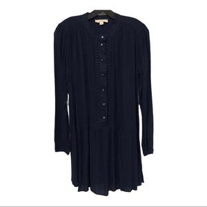 OneTheLand navy blue button down‎ babydoll dress